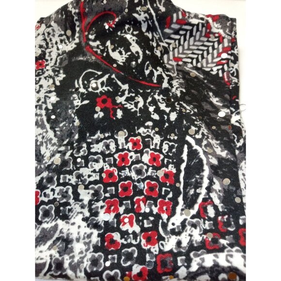 Studio Works Black Grey Cardigan Shirt Scarf Set Size Small - Picture 15 of 15